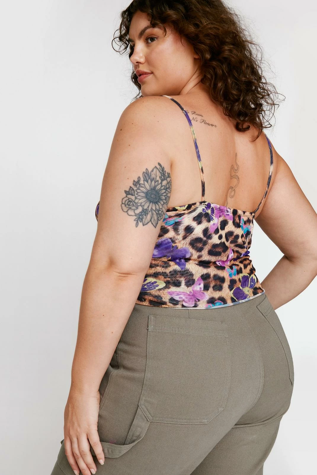 Plus Size Butterfly Leopard Print Mesh Cami Top 3 Plus Size Butterfly Leopard Print Mesh Cami Top - Image 3