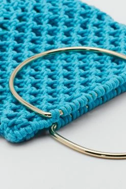 Square Crochet Tote Bag -Nasty Gal Sales Store Sales womens aqua square crochet tote bag 2