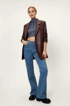 Corduroy Fit And Flare High Waisted Pants -Nasty Gal Sales Store Sales womens baby20blue corduroy flared high waisted pants 2