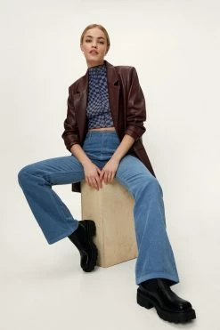 Corduroy Fit And Flare High Waisted Pants