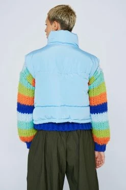 Cropped Puffer Zip Through Body Warmer -Nasty Gal Sales Store Sales womens baby20blue cropped puffer zip through body warmer 2