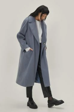 Wool Blend Oversized Duster Coat -Nasty Gal Sales Store Sales womens baby20blue wool blend oversized duster coat 5