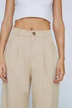 Pinstripe Print Wide Leg Pants