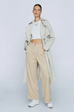 Pinstripe Print Wide Leg Pants -Nasty Gal Sales Store Sales womens beige pinstripe print wide leg pants 3