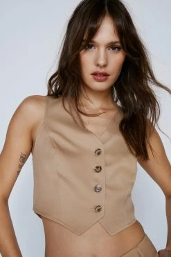 Premium Beige Melange Tailored Waistcoat -Nasty Gal Sales Store Sales womens beige premium beige melange tailored waistcoat 3