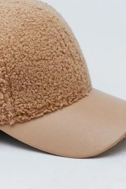 Shearling And Faux Leather Baseball Cap 6 Shearling And Faux Leather Baseball Cap -Nasty Gal Sales Store Sales womens beige shearling and faux leather baseball cap 2