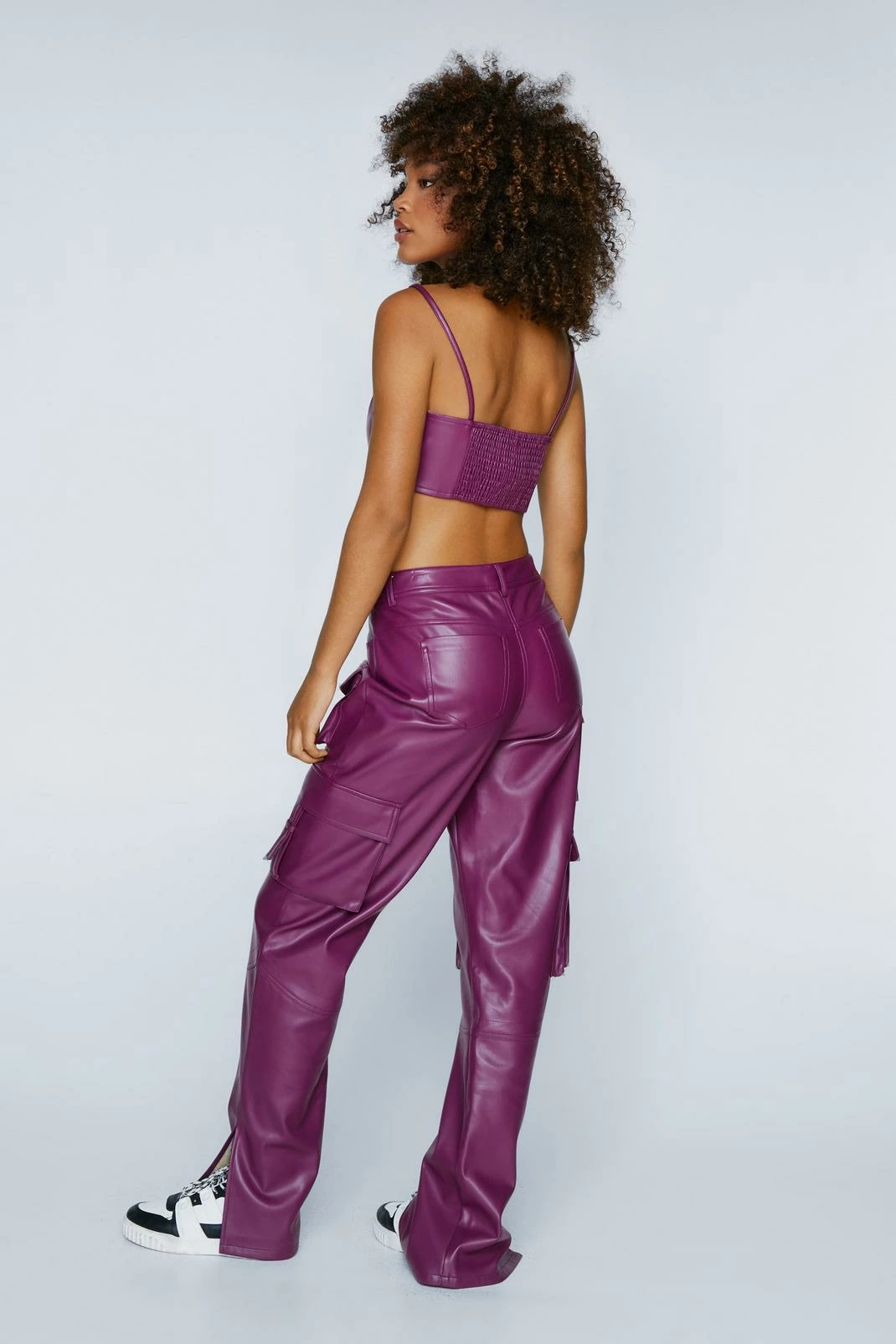 Faux Leather Wide Leg Cargo Pants 3 Faux Leather Wide Leg Cargo Pants - Image 3