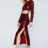 Velvet Sequin Long Sleeve Cut Out Maxi Dress