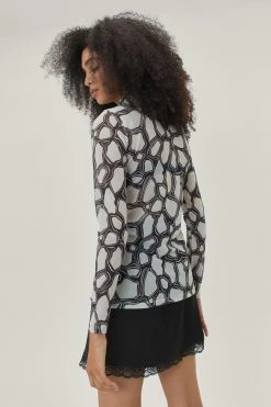 Abstract Animal Mesh Funnel Neck Top -Nasty Gal Sales Store Sales womens black abstract animal mesh funnel neck top 2