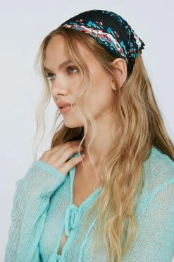 Abstract Print Head Scarf 7 Abstract Print Head Scarf -Nasty Gal Sales Store Sales womens black abstract print head scarf 1 3