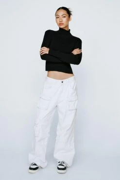 Open Tie Back Knitted Turtleneck Top -Nasty Gal Sales Store Sales womens black backless knitted turtleneck top 1