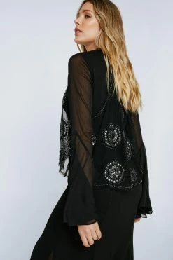 Beaded Mesh Waistcoat 6 Beaded Mesh Waistcoat -Nasty Gal Sales Store Sales womens black beaded mesh waistcoat 1 2