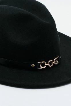 Chain Trim Fedora Hat -Nasty Gal Sales Store Sales womens black chain trim fedora hat 2