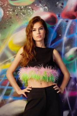 Contrast Feather Trim Shift Tip 7 Contrast Feather Trim Shift Tip -Nasty Gal Sales Store Sales womens black contrast feather trim shift tip 3