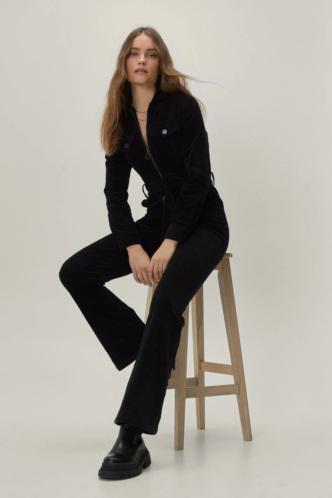 Cord Long Sleeve Zip Front Jumpsuit 4 Cord Long Sleeve Zip Front Jumpsuit - Image 4