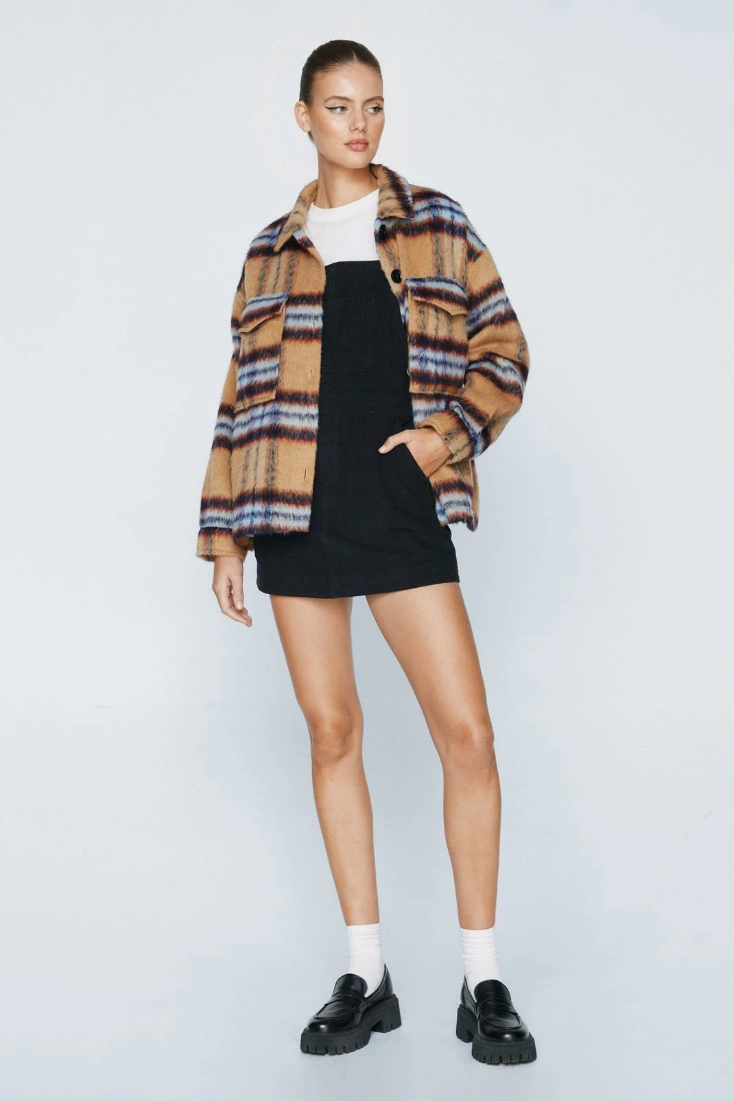 Cord Pocket Front Overall Mini Dress 1 Cord Pocket Front Overall Mini Dress