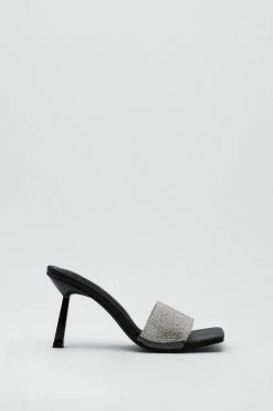 Diamante Heeled Mule -Nasty Gal Sales Store Sales womens black diamante heeled mule 1 1