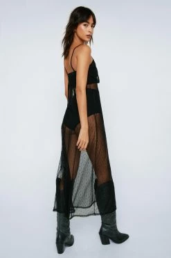 Dobby Mesh Cami Midi Dress 6 Dobby Mesh Cami Midi Dress -Nasty Gal Sales Store Sales womens black dobby mesh cami midi dress 2