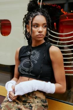 Dragon Diamante Detail Tank Top 7 Dragon Diamante Detail Tank Top -Nasty Gal Sales Store Sales womens black dragon diamante detail tank top 3