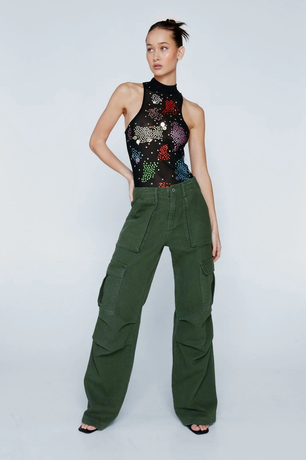 Embellished Mesh Racer Back Bodysuit 2 Embellished Mesh Racer Back Bodysuit - Image 2