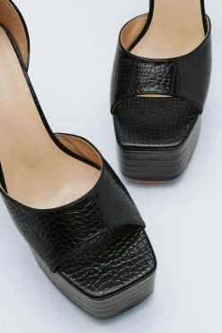 Faux Croc Platform 2 Part Heels 6 Faux Croc Platform 2 Part Heels -Nasty Gal Sales Store Sales womens black faux croc platform 2 part heels 2