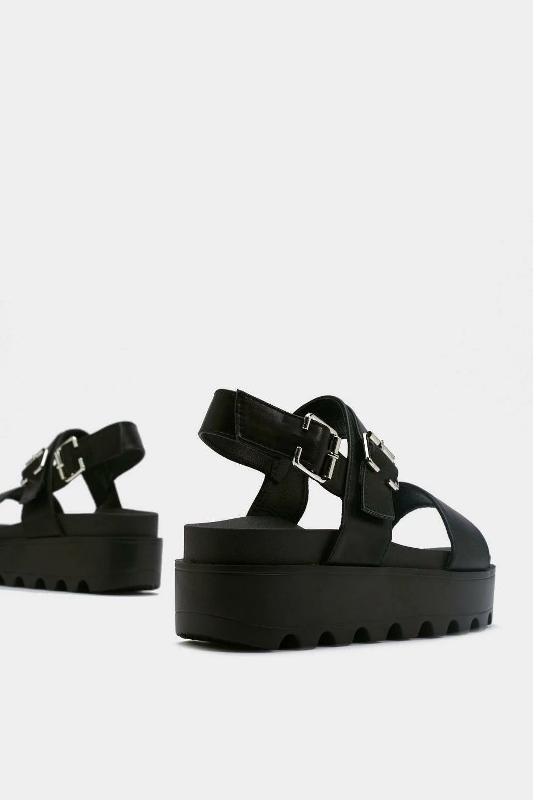 Faux Leather Buckle Platform Sandals 2 Faux Leather Buckle Platform Sandals - Image 2