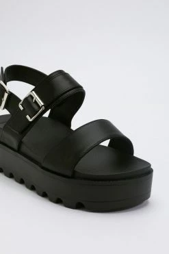 Faux Leather Buckle Platform Sandals 6 Faux Leather Buckle Platform Sandals -Nasty Gal Sales Store Sales womens black faux leather buckle platform sandals 2