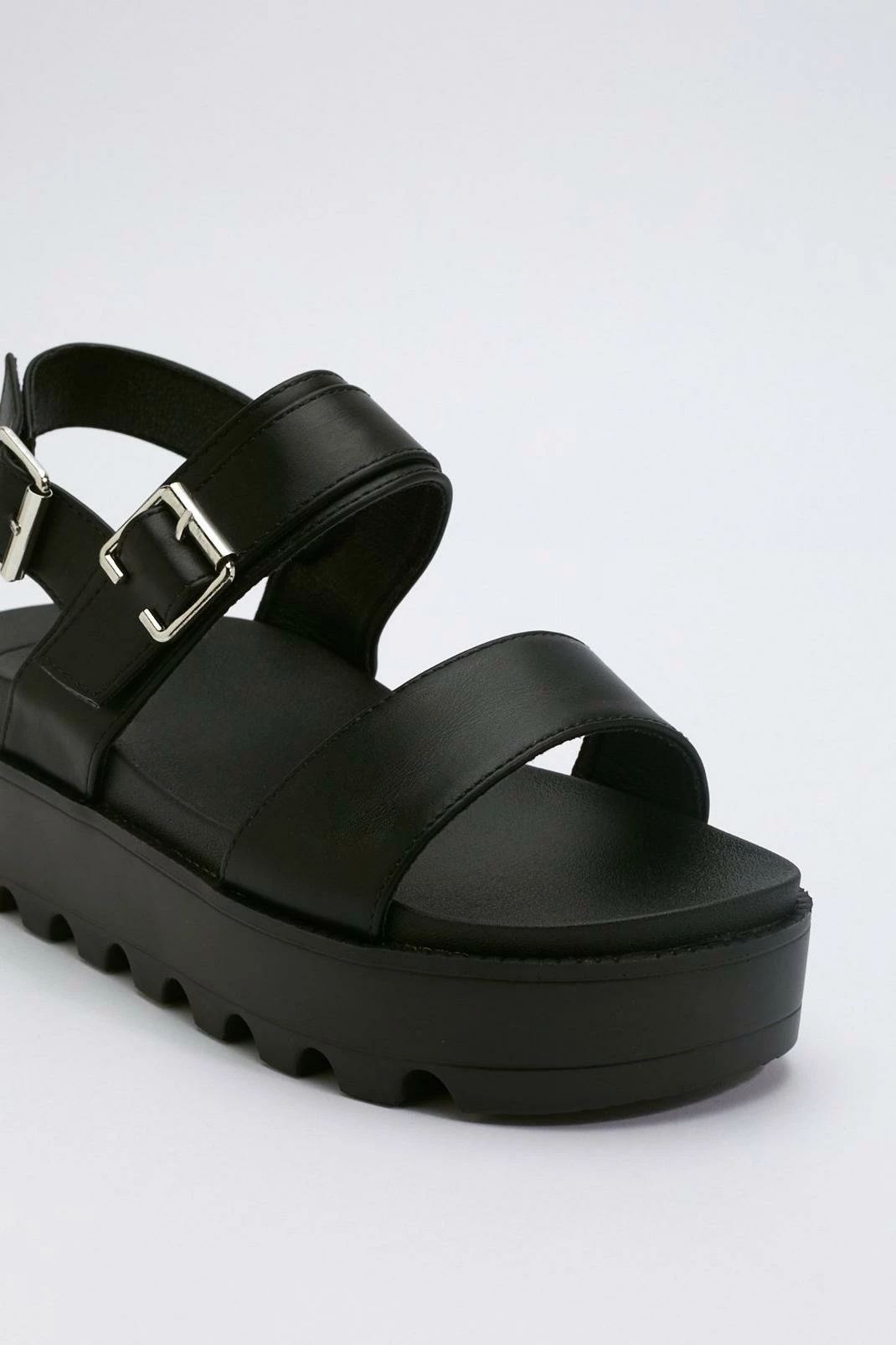 Faux Leather Buckle Platform Sandals 3 Faux Leather Buckle Platform Sandals - Image 3
