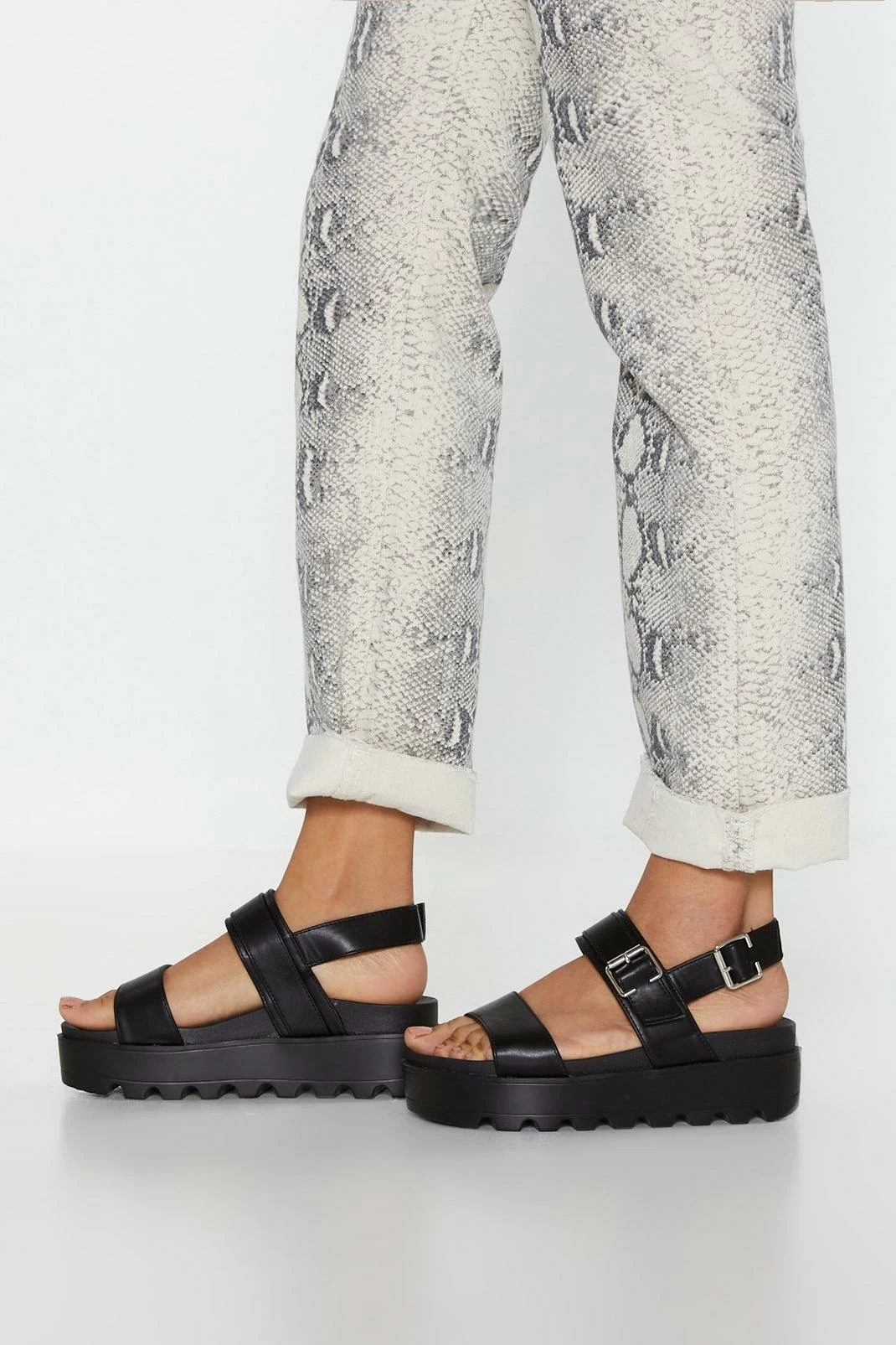 Faux Leather Buckle Platform Sandals 4 Faux Leather Buckle Platform Sandals - Image 4