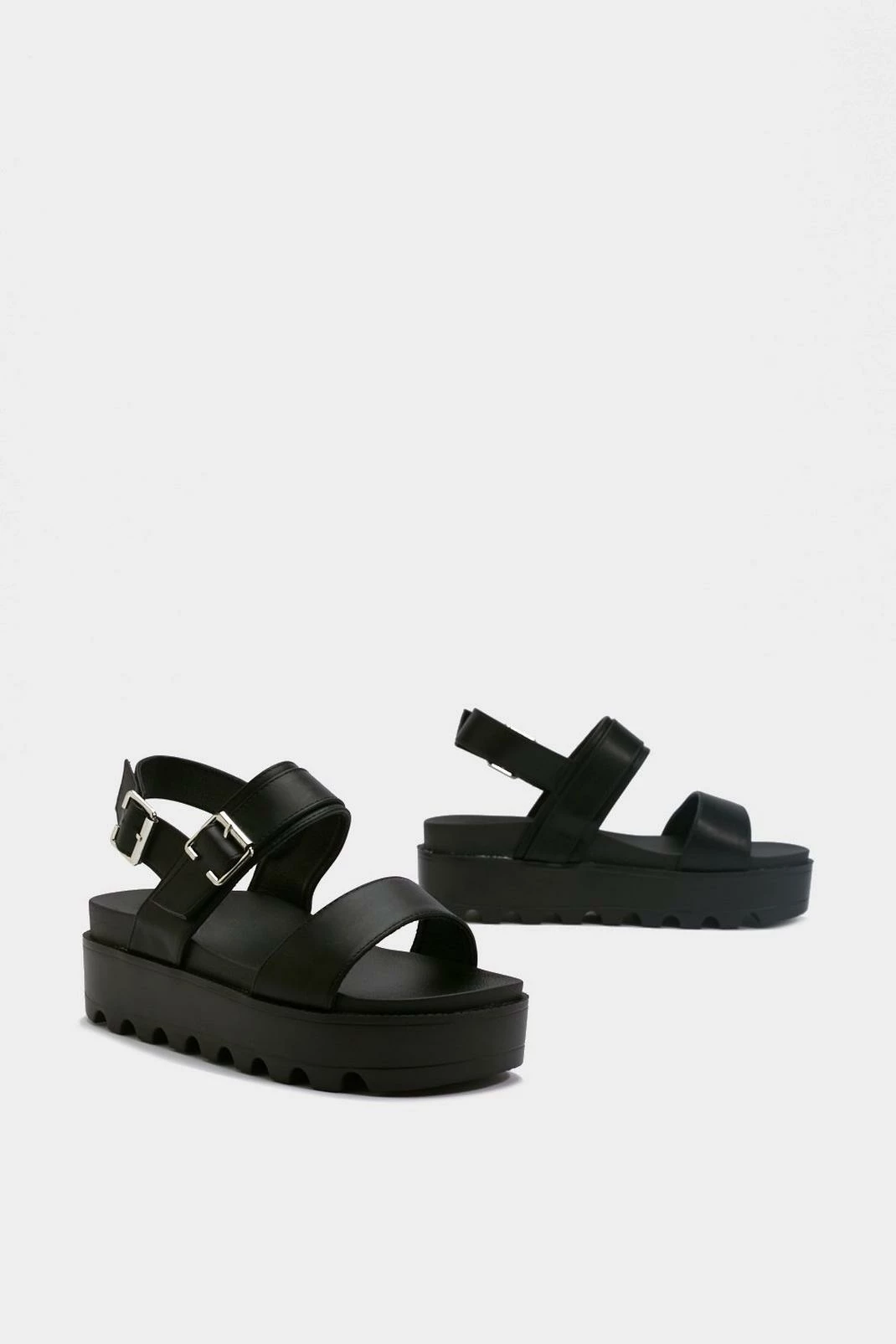 Faux Leather Buckle Platform Sandals 1 Faux Leather Buckle Platform Sandals