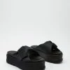 Faux Leather Chunky Weave Flatform Mules