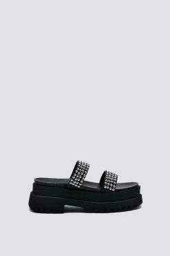 Alternative view of Faux Leather Double Strap Studded Chunky Platform Sandal