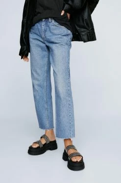 Faux Leather Double Strap Studded Chunky Platform Sandal