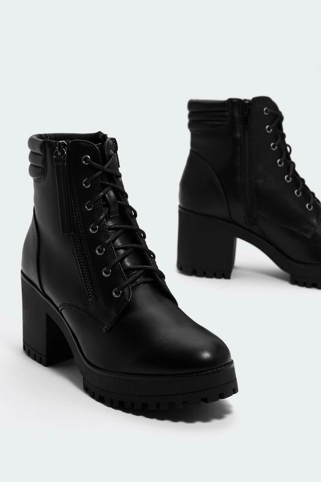 Faux Leather Heeled Biker Boots 2 Faux Leather Heeled Biker Boots - Image 2