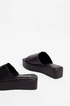 Faux Leather Open Toe Platform Mules -Nasty Gal Sales Store Sales womens black faux leather open toe platform mules 2