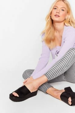 Faux Leather Open Toe Platform Mules -Nasty Gal Sales Store Sales womens black faux leather open toe platform mules 3