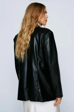 Faux Leather Oversized Blazer -Nasty Gal Sales Store Sales womens black faux leather oversized blazer 2