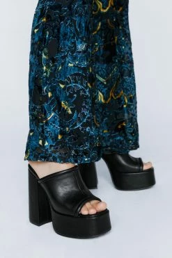 Faux Leather Platform Mules