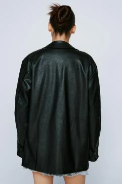 Faux Leather Relaxed Belted Jacket -Nasty Gal Sales Store Sales womens black faux leather relaxed belted jacket 2