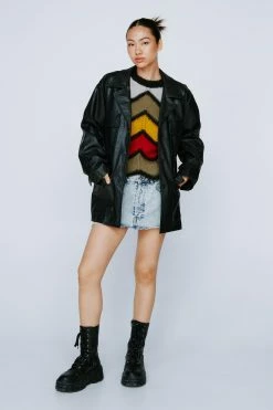Faux Leather Relaxed Belted Jacket -Nasty Gal Sales Store Sales womens black faux leather relaxed belted jacket 3