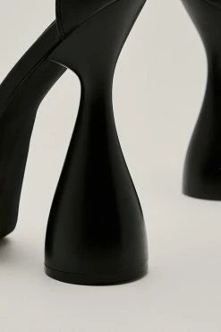 Faux Leather Strappy Spool Heel Platform Shoes -Nasty Gal Sales Store Sales womens black faux leather strappy spool heel platform shoes 2