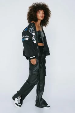 Faux Leather Wide Leg Cargo Pants 13 Faux Leather Wide Leg Cargo Pants -Nasty Gal Sales Store Sales womens black faux leather wide leg cargo pants 3