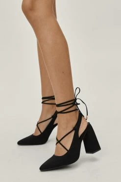 Faux Suede Strappy Block Heel Court Shoes -Nasty Gal Sales Store Sales womens black faux suede strappy block heel court shoes 3