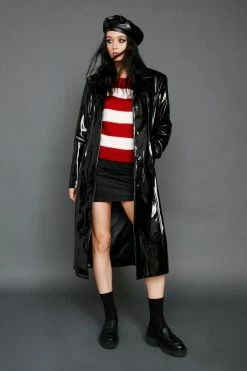 Faux Vinyl Longline Coat