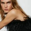Feather Trimmed Flared Jumpsuit