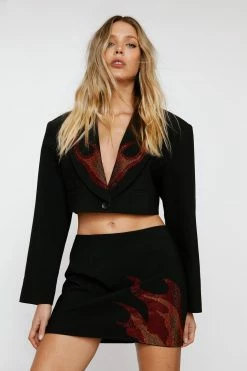 Flame Studded Diamante Skirt 7 Flame Studded Diamante Skirt -Nasty Gal Sales Store Sales womens black flame studded diamante skirt 1 3