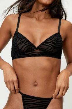 Alternative view of Flocked Zebra Lace Trim Lingerie Set