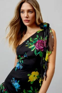 Alternative view of Floral Chiffon Ruffle One Shoulder Maxi Dress