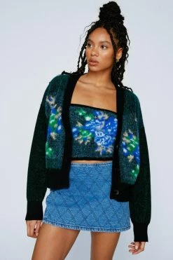 Floral Knitted Cardigan 7 Floral Knitted Cardigan -Nasty Gal Sales Store Sales womens black floral knitted cardigan 3