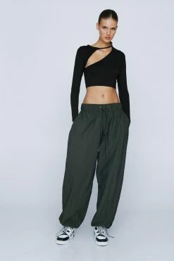 Front Cut Out Detail Long Sleeved Top -Nasty Gal Sales Store Sales womens black front cut out detail long sleeved top 1